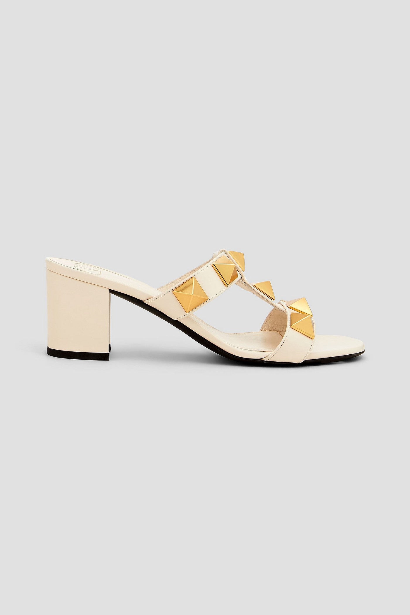 Valentino Garavani Roman Stud Leather Mules Ivory Women's
