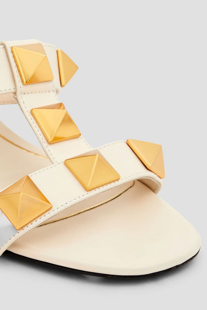 Valentino Garavani Roman Stud Leather Mules Ivory Women's