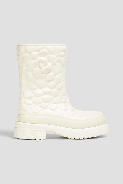 Valentino Garavani Atelier 03 Rose EditionRubber Platform Rain Boots Ivory Women's