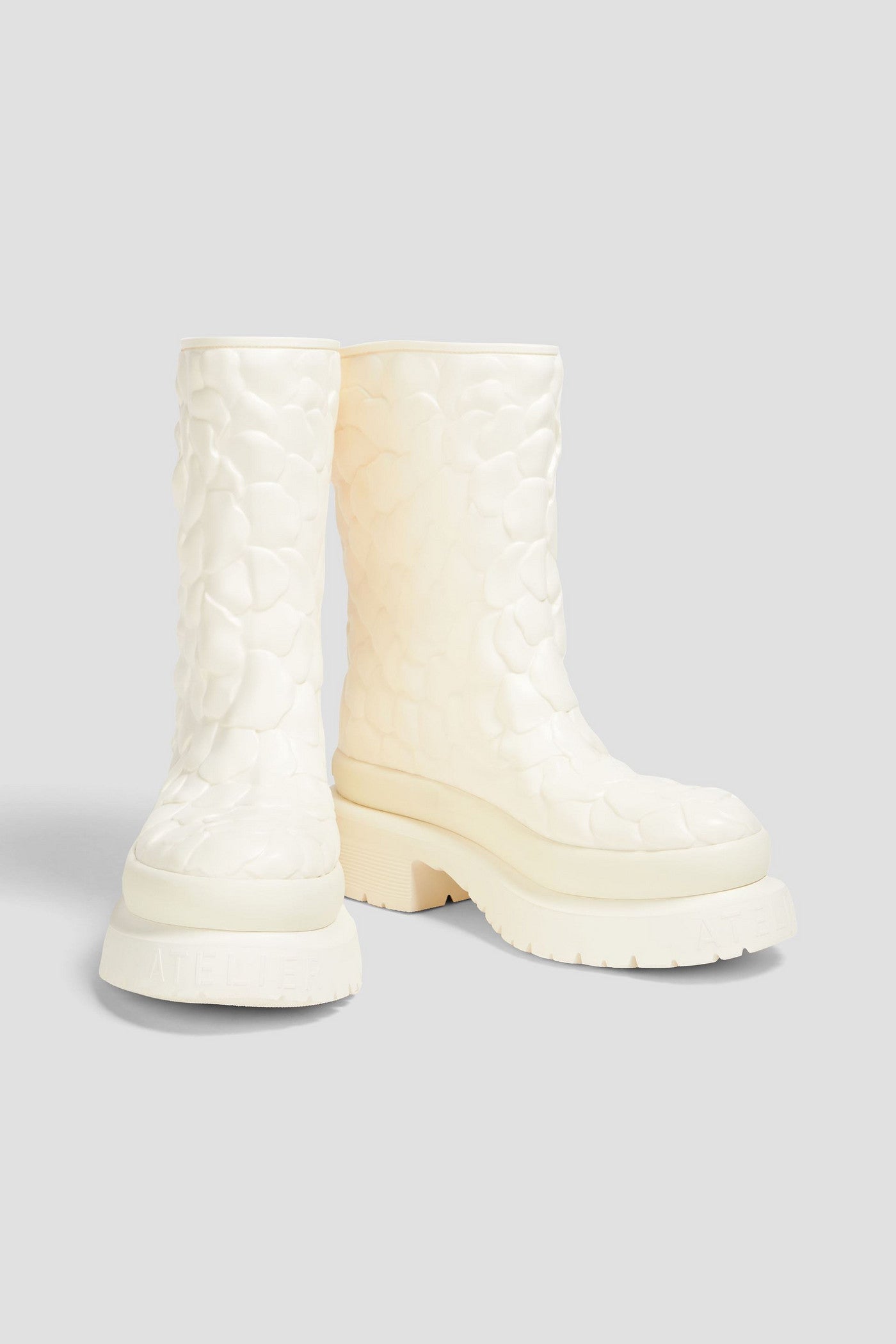 Valentino Garavani Atelier 03 Rose EditionRubber Platform Rain Boots Ivory Women's