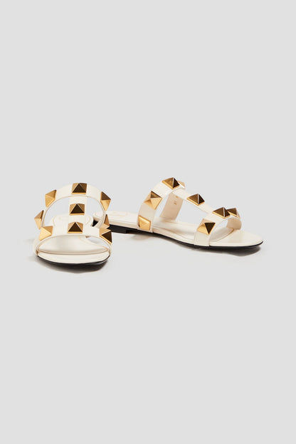 Valentino Garavani Roman Stud Leather Sandals Ivory Women's