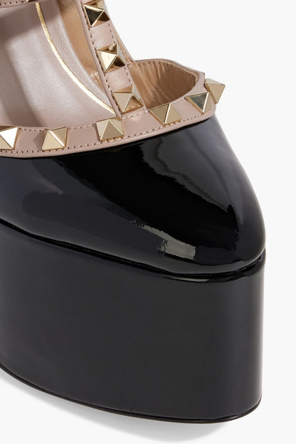 Valentino Garavani Rockstud Patent-Leather Platform Pumps Black Women's