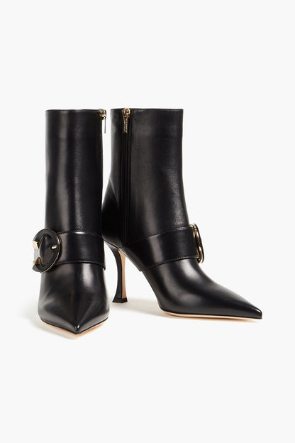 Jimmy Choo Magik 90 Buckled Leather Ankle Boots Black Women's