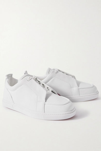 Christian Louboutin Jimmy Rubber-Trimmed Leather Sneakers White