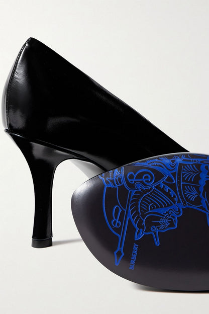 Burberry Glossed-Leather Pumps Black Women's
