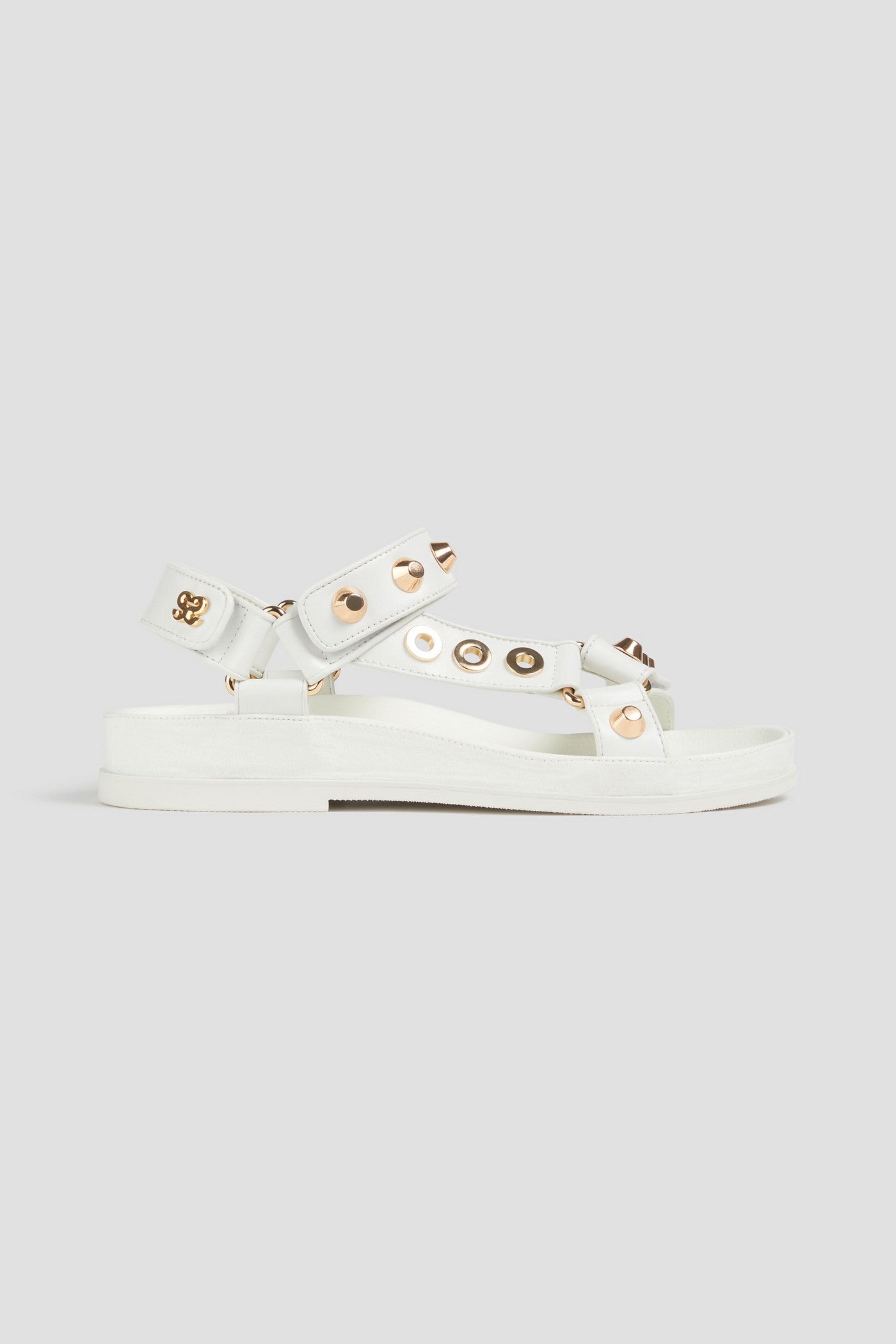 Sandro Embellished Leather Sandals Ecru Women's