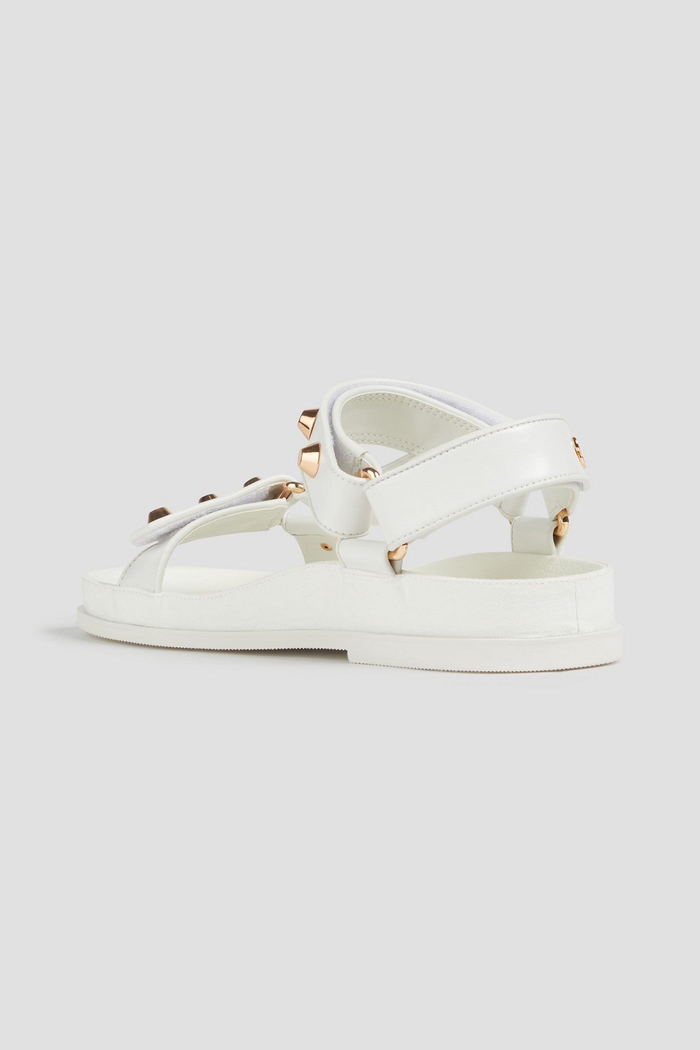 Sandro Embellished Leather Sandals Ecru Women's