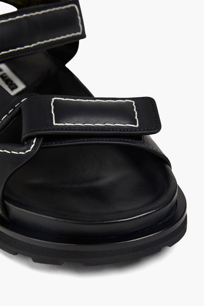 Jil Sander Leather Sandals Black Women's