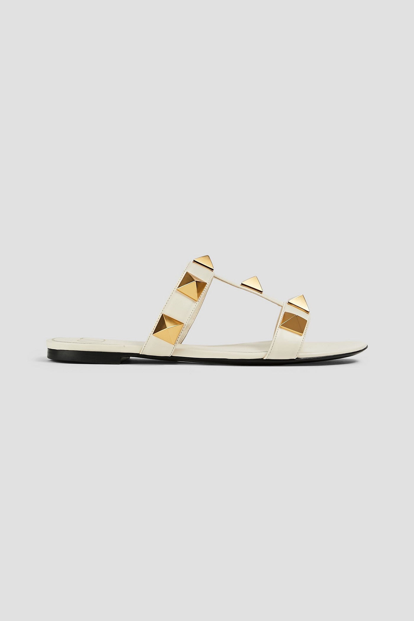 Valentino Garavani Roman Stud Leather Slides Ivory Women's