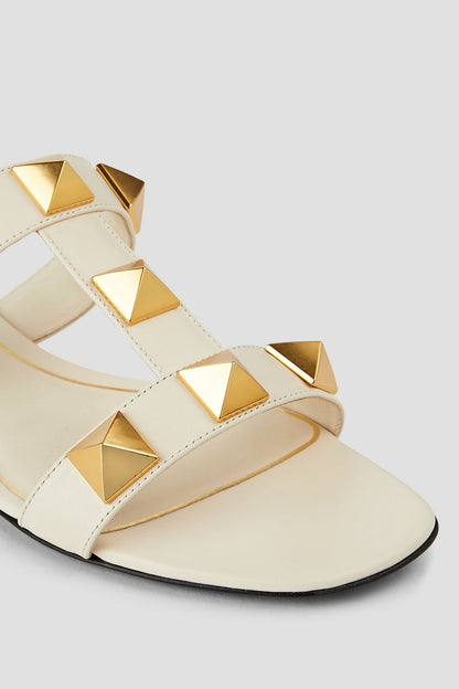 Valentino Garavani Roman Stud Leather Slides Ivory Women's