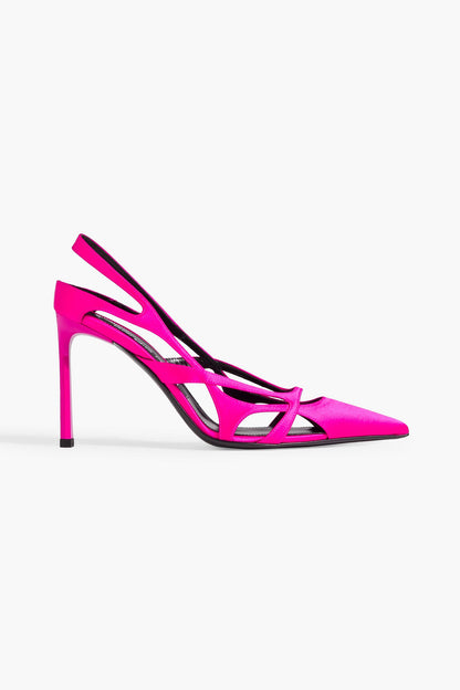Sergio Rossi Cutout Satin Pumps Bright Pink Women's