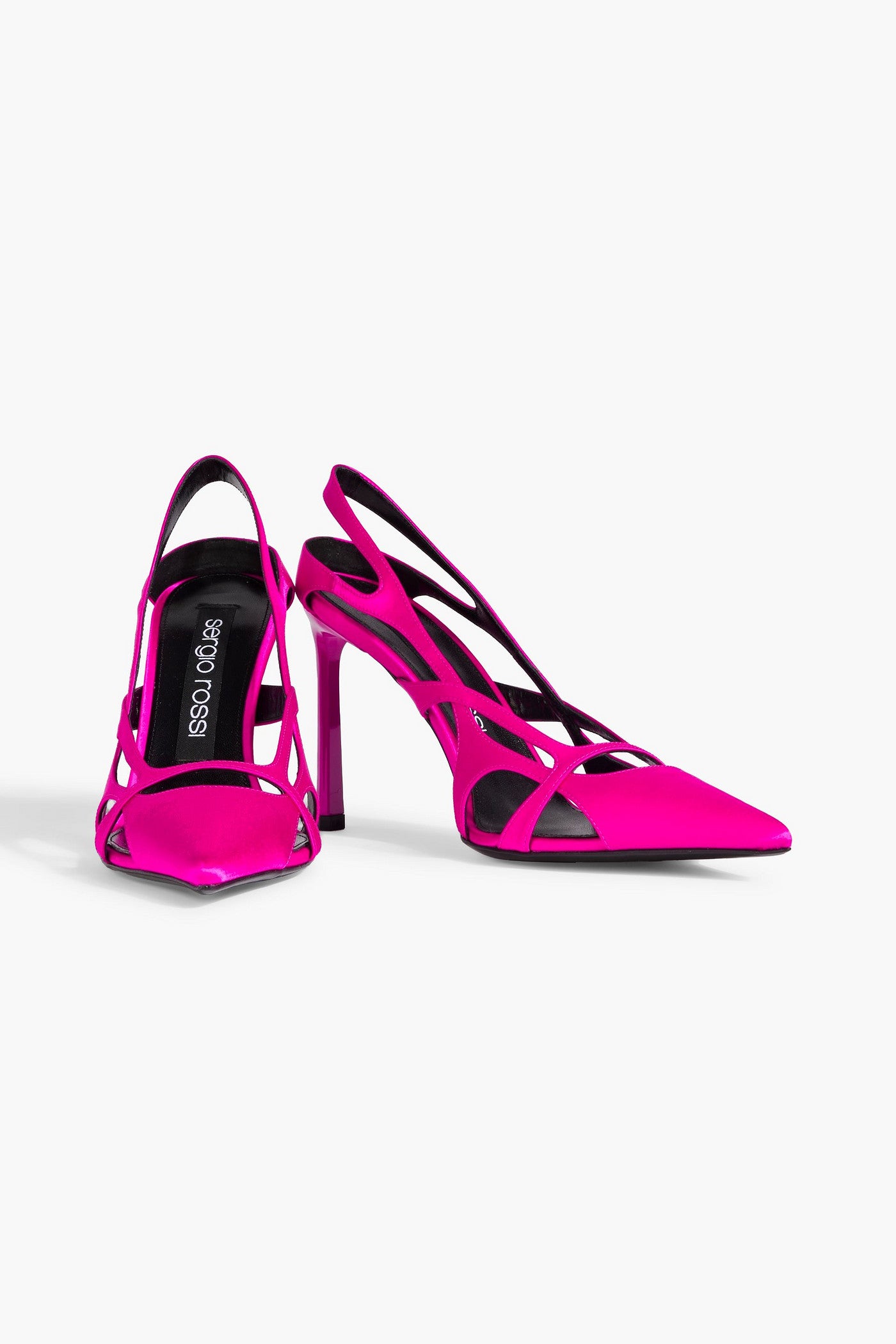 Sergio Rossi Cutout Satin Pumps Bright Pink Women's