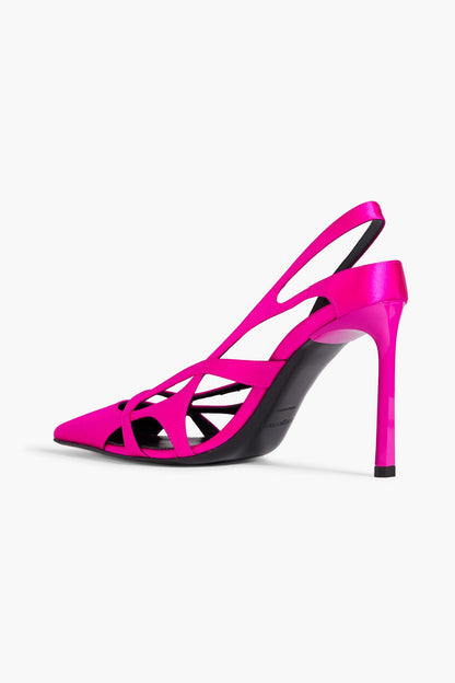 Sergio Rossi Cutout Satin Pumps Bright Pink Women's