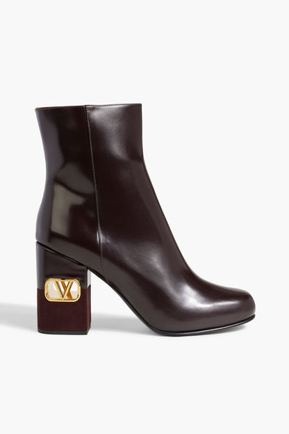 Valentino Garavani Vlogo Leather Ankle Boots Grape Women's