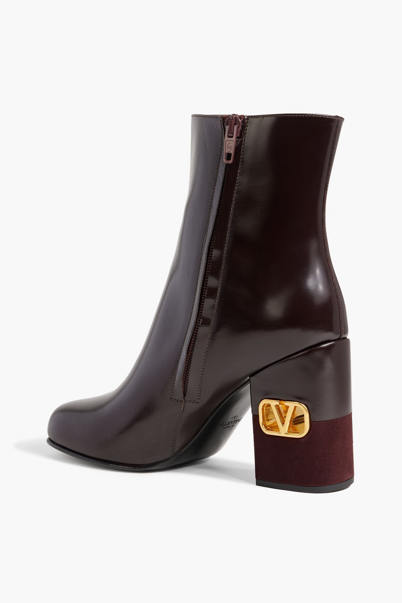 Valentino Garavani Vlogo Leather Ankle Boots Grape Women's