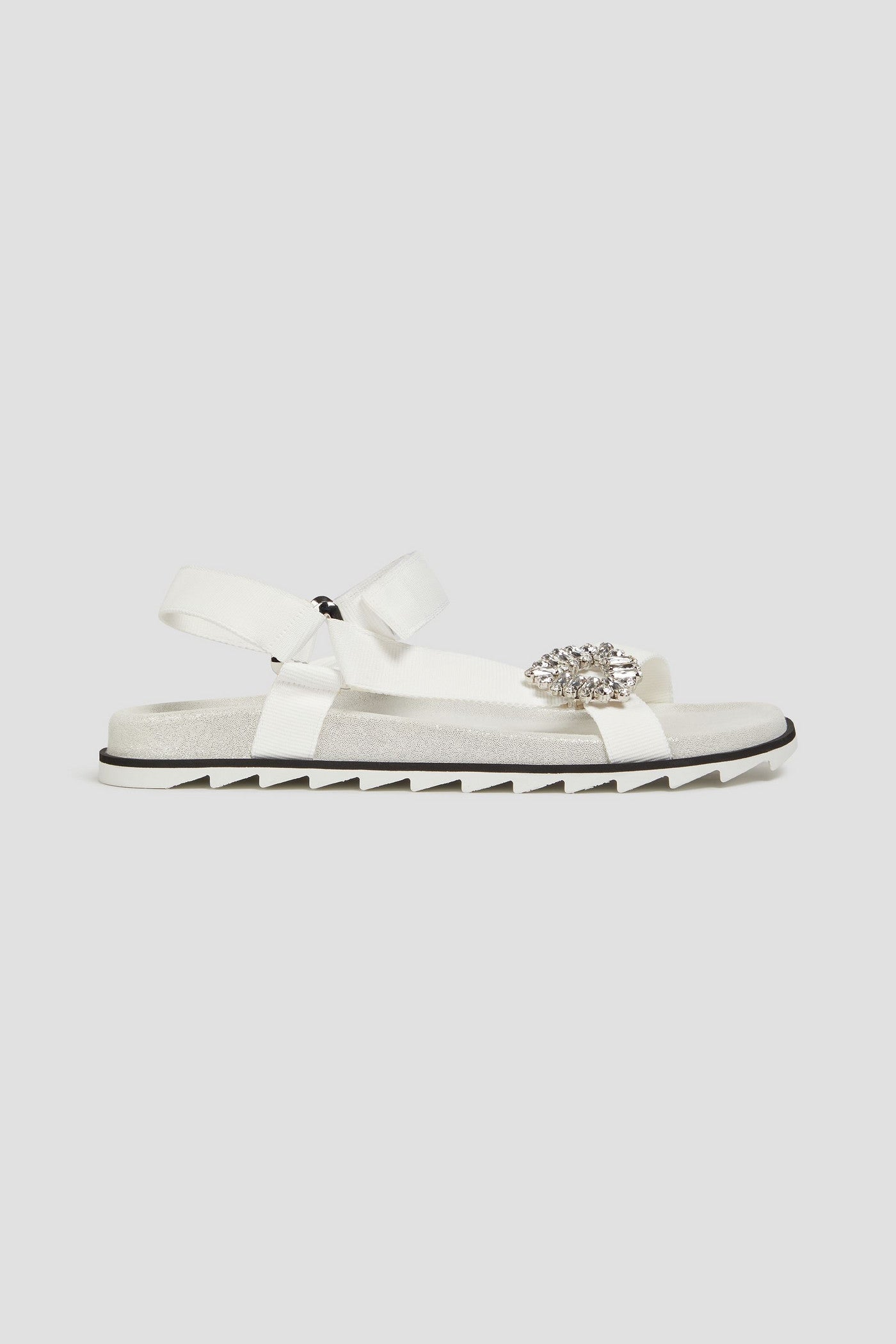 Roger Vivier Trekky Viv' Crystal-Embellished Grosgrain Sandals White Women's