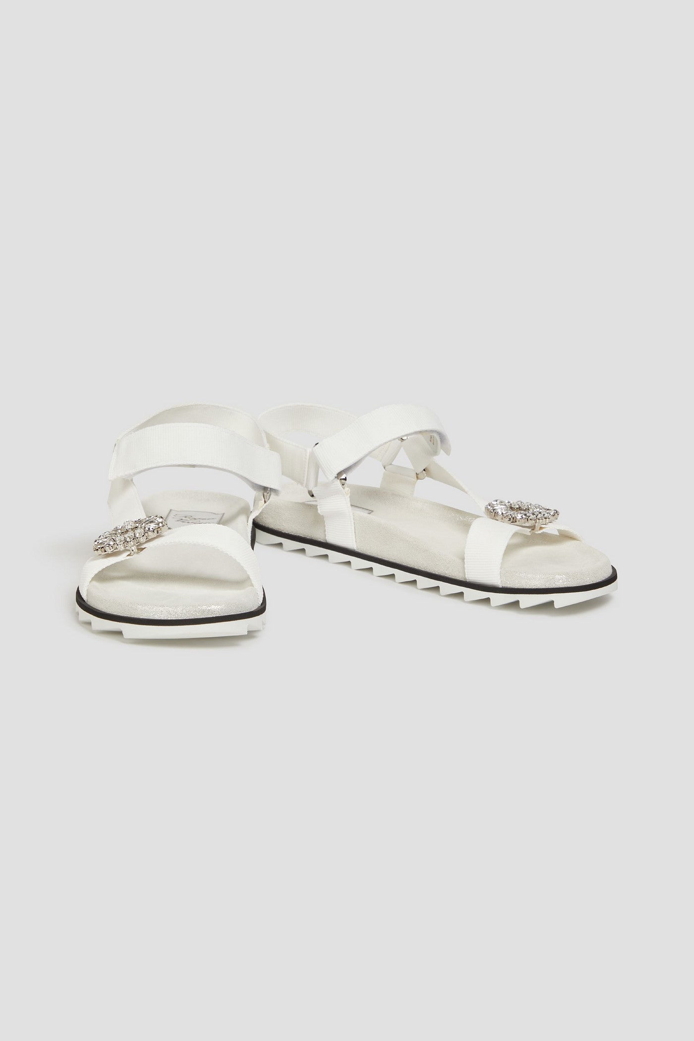 Roger Vivier Trekky Viv' Crystal-Embellished Grosgrain Sandals White Women's