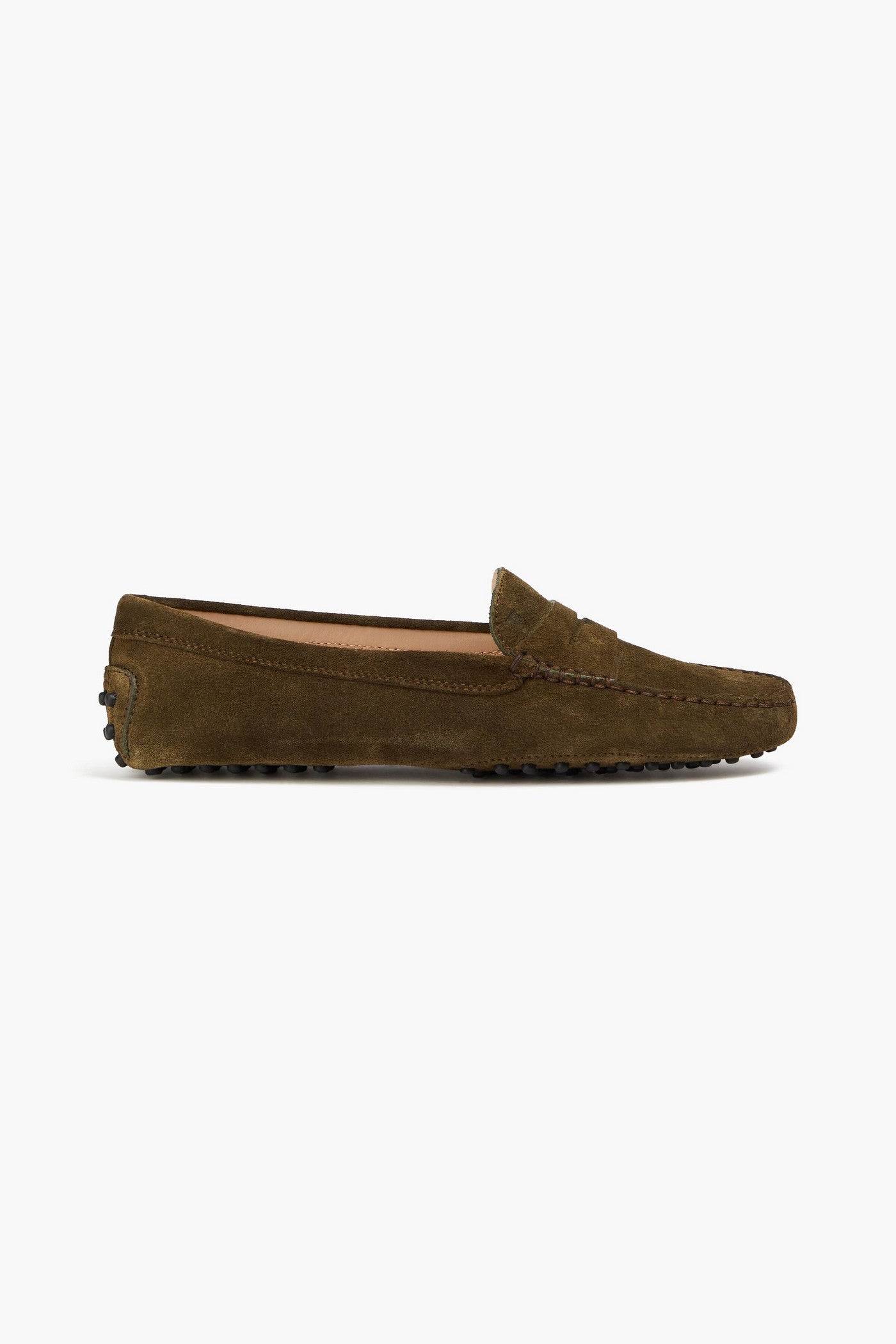 Tod's Gommino Suede Loafers Army Green Women's