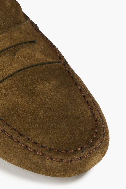 Tod's Gommino Suede Loafers Army Green Women's