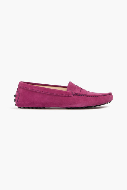 Tod's Heaven Lacetto Suede Loafers Magenta Women's