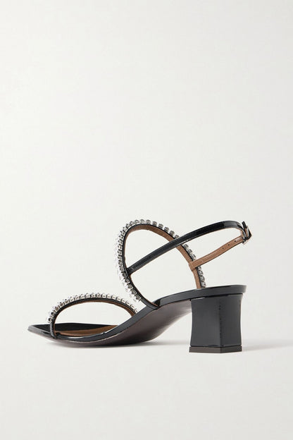 Giuseppe Zanotti Mya Crystal-Embellished Patent-Leather Sandals Black Women's