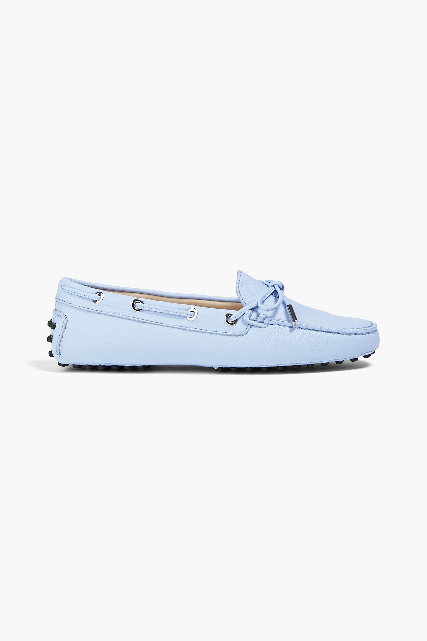 Tod's Heaven Lacetto Pebbled-Leather Loafers Light Blue Women's