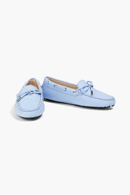 Tod's Heaven Lacetto Pebbled-Leather Loafers Light Blue Women's