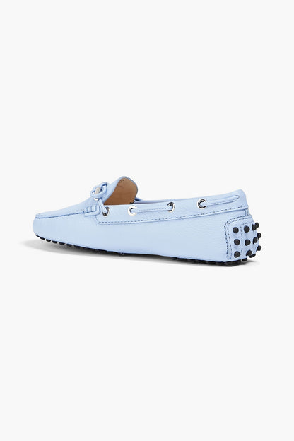 Tod's Heaven Lacetto Pebbled-Leather Loafers Light Blue Women's