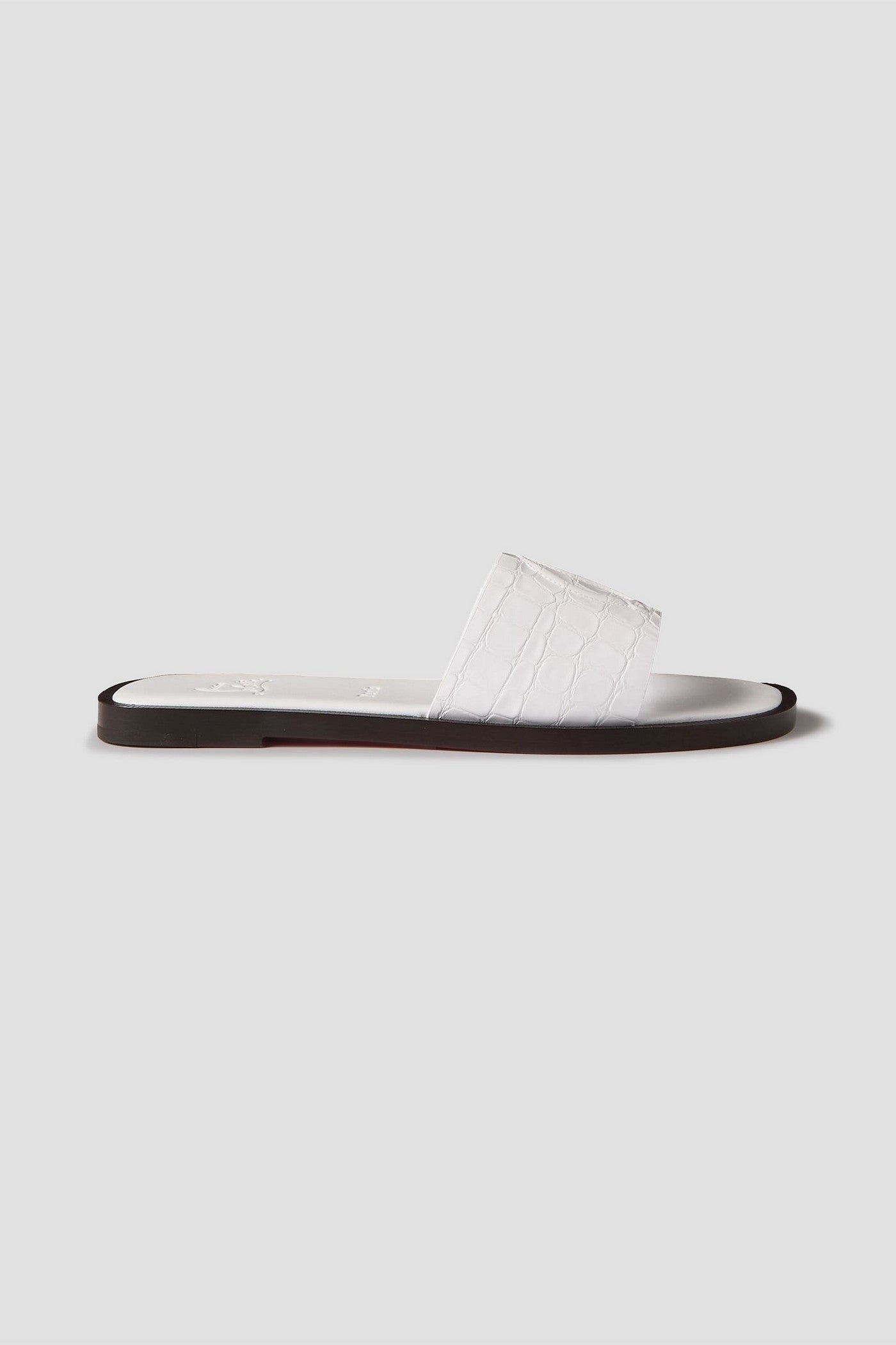 Christian Louboutin Cl Croc-Effect Patent-Leather Slides White Women's