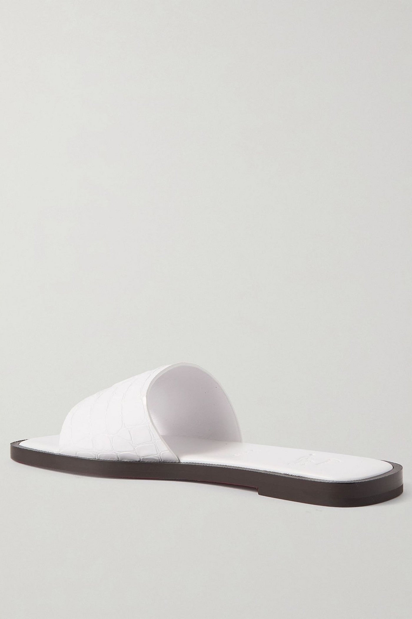 Christian Louboutin Cl Croc-Effect Patent-Leather Slides White Women's