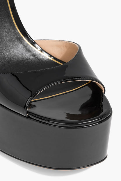 Valentino Garavani Tan-Go Patent-Leather Platform Sandals Black Women's