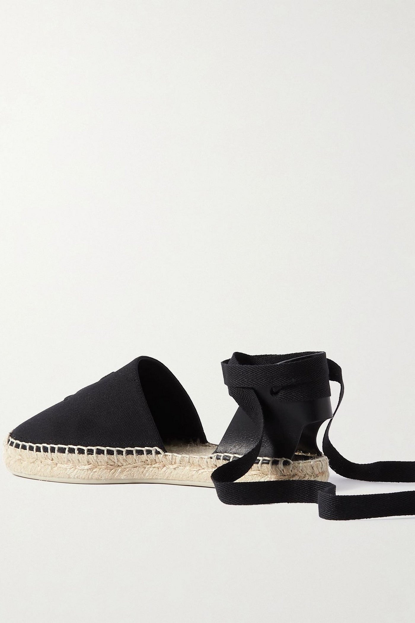 Christian Louboutin Nanou Lace Tie-Detailed Grosgrain-Trimmed Leather And Canvas Espadrilles Black Women's