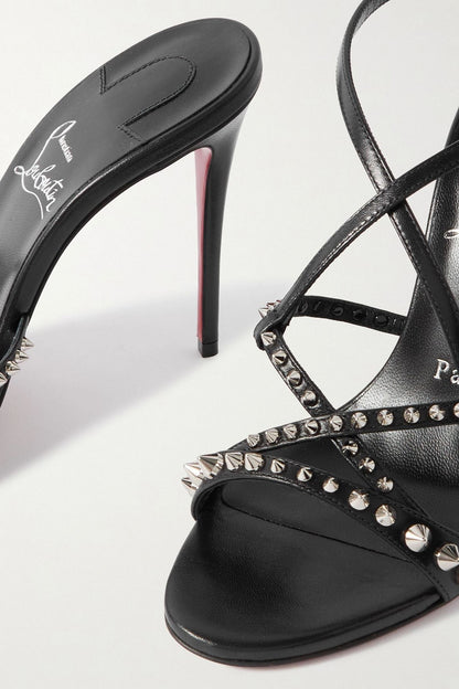 Christian Louboutin Tatooshka 100 Studded Leather Sandals Black Women's