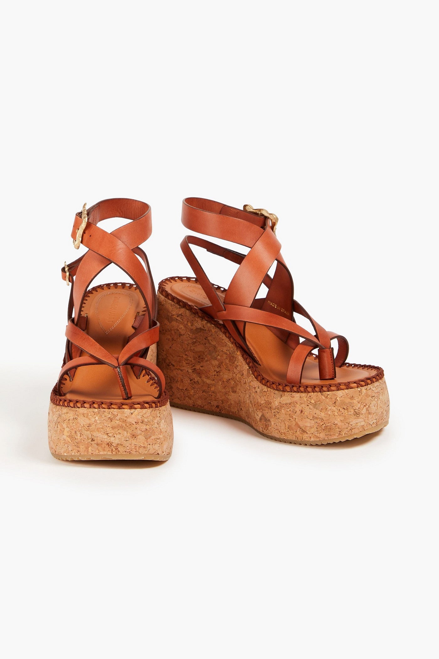 Zimmermann Leather Wedge Sandals Tan Women's
