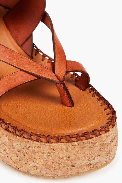 Zimmermann Leather Wedge Sandals Tan Women's