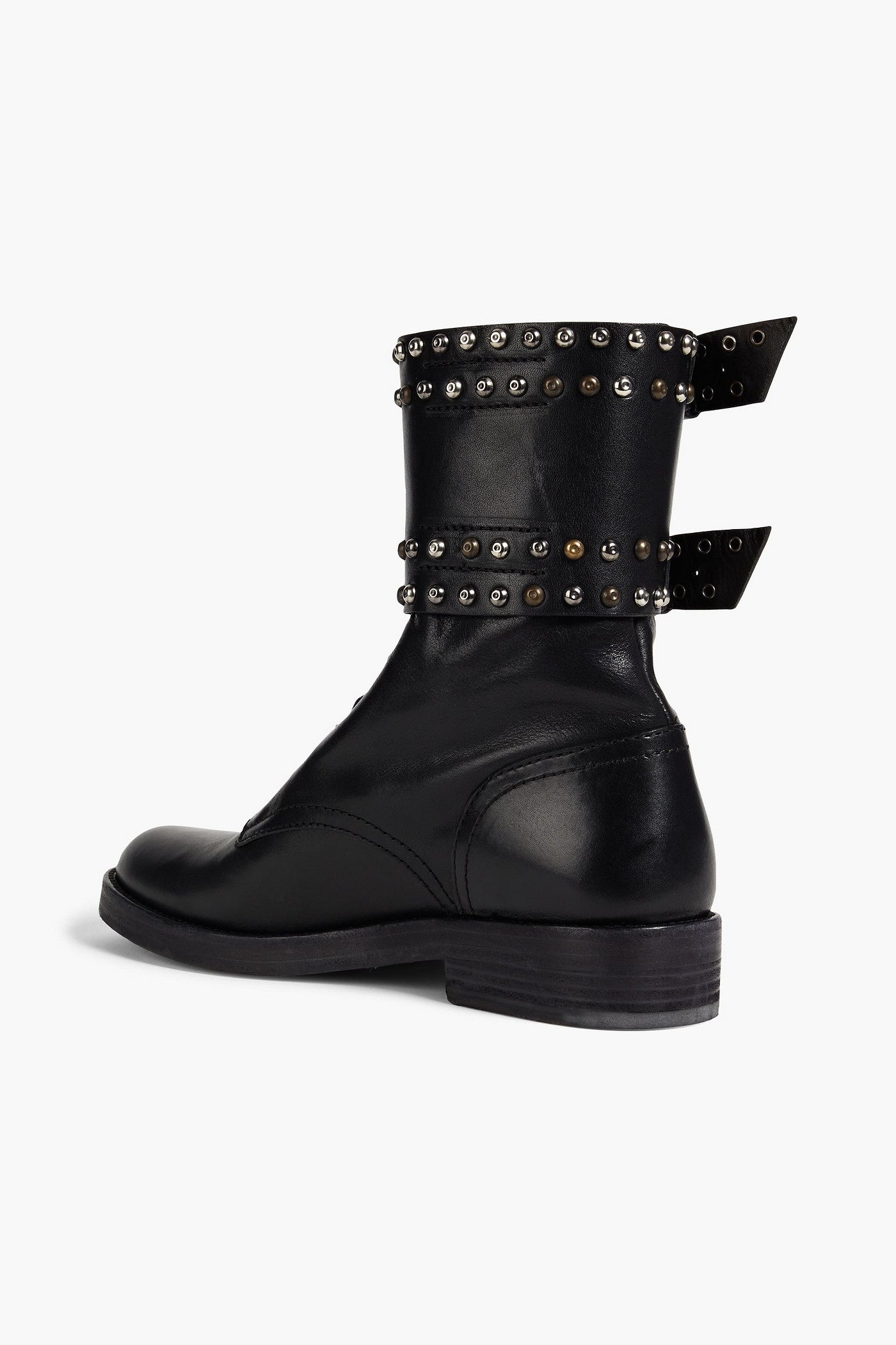Isabel Marant Teylon Buckled Studded Leather Combat Boots Black Women's