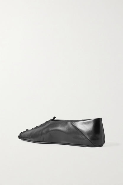 Jil Sander Leather Point-Toe Flats Black Women's