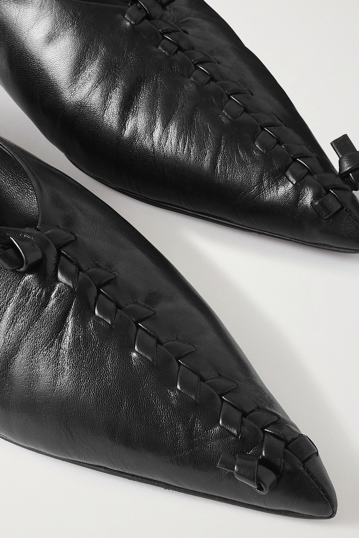 Jil Sander Leather Point-Toe Flats Black Women's