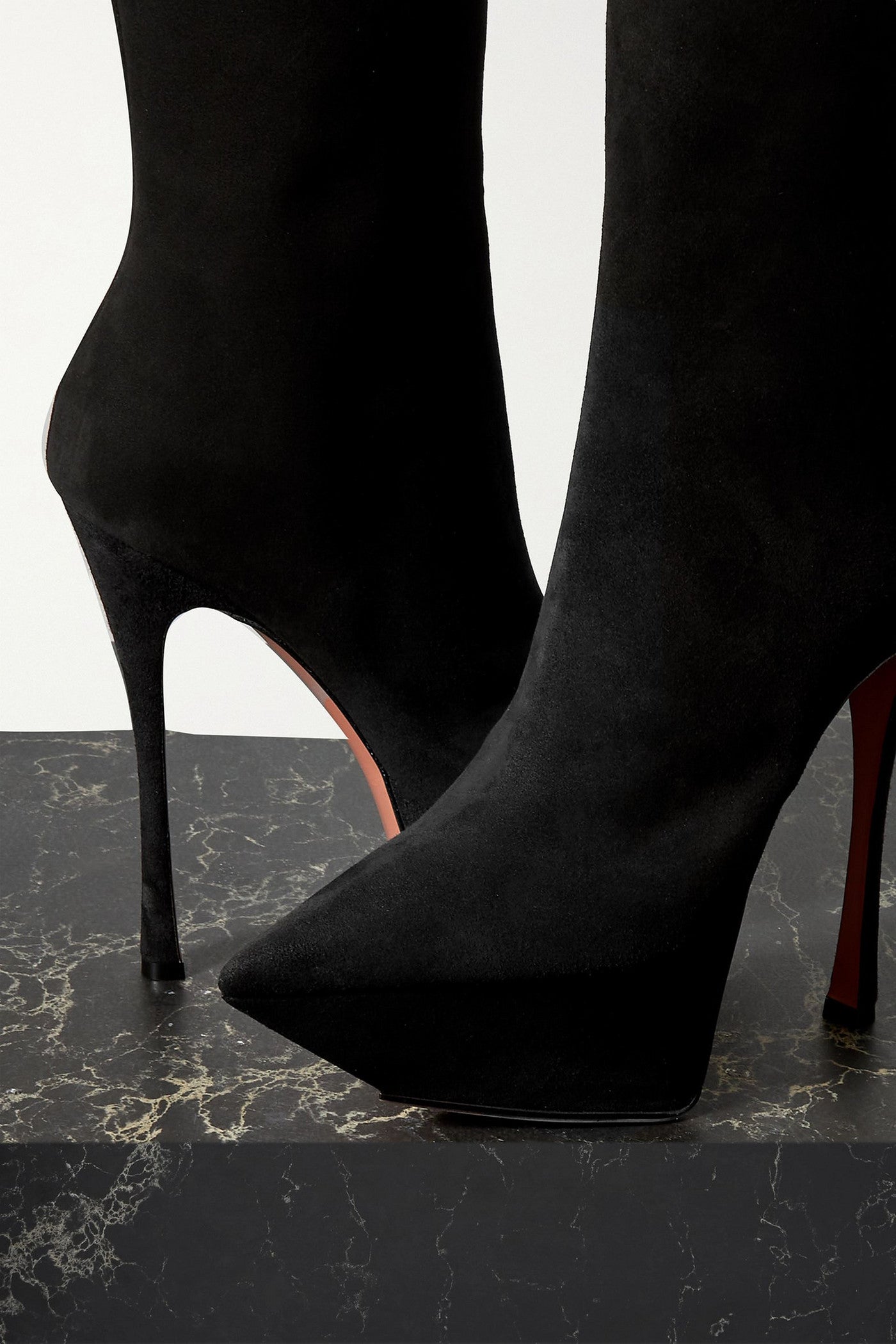 Amina Muaddi Yigit Suede Platform Ankle Boots Black Women's
