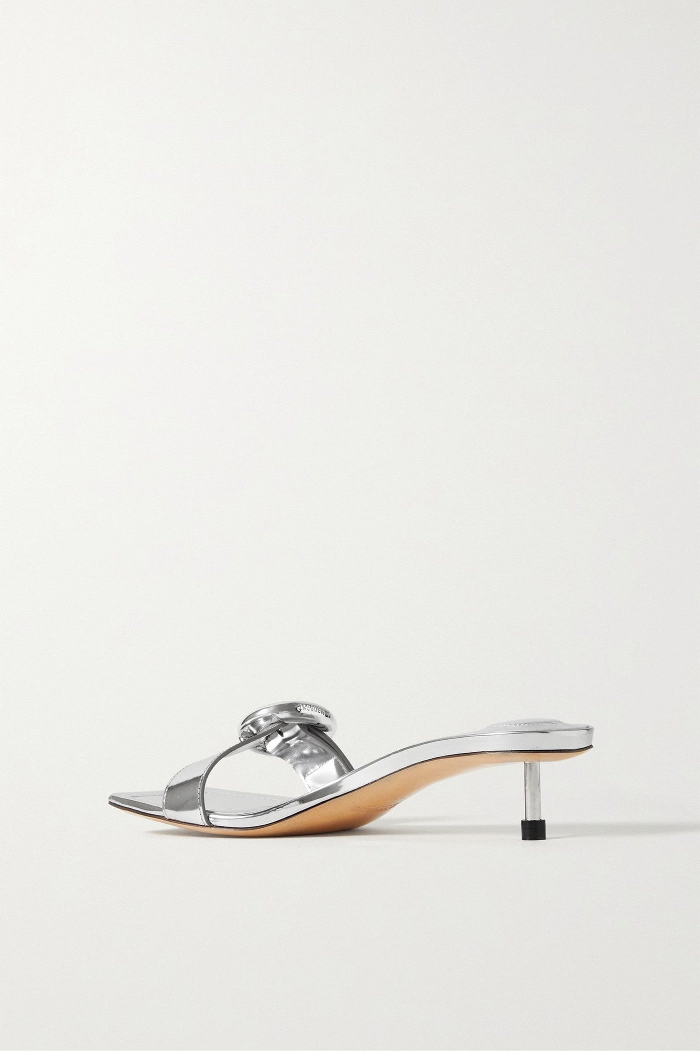 Jacquemus Regalo Buckled Metallic Leather Mules Silver Women's