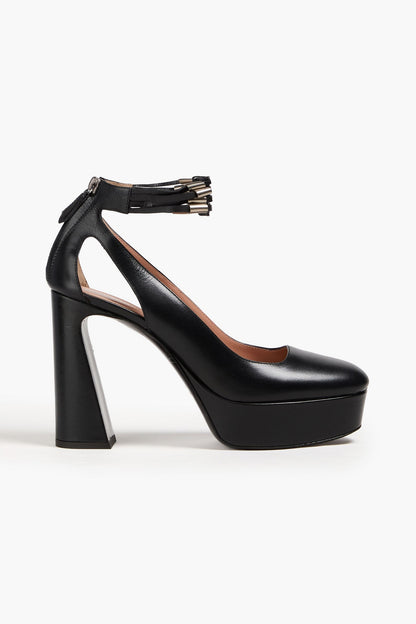 Alberta Ferretti Studded Leather Platform Pumps Black Women's