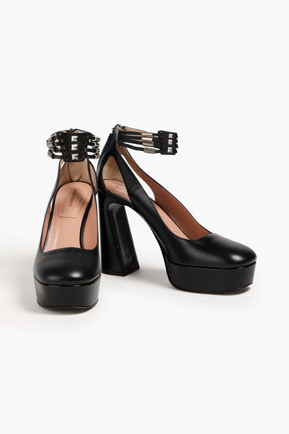 Alberta Ferretti Studded Leather Platform Pumps Black Women's