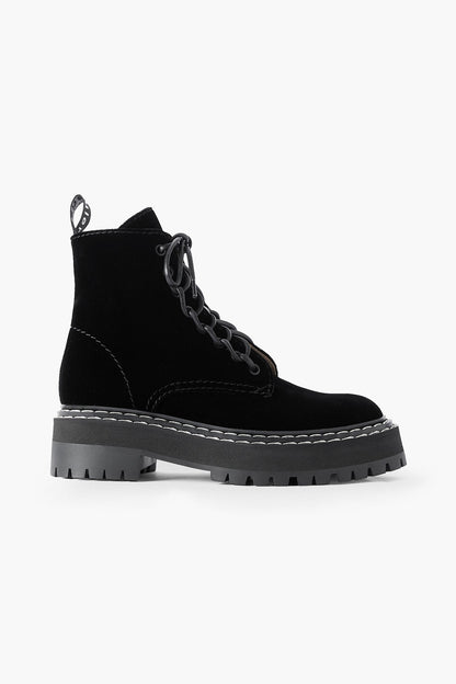 Proenza Schouler Topstitched Velvet Ankle Boots Black Women's