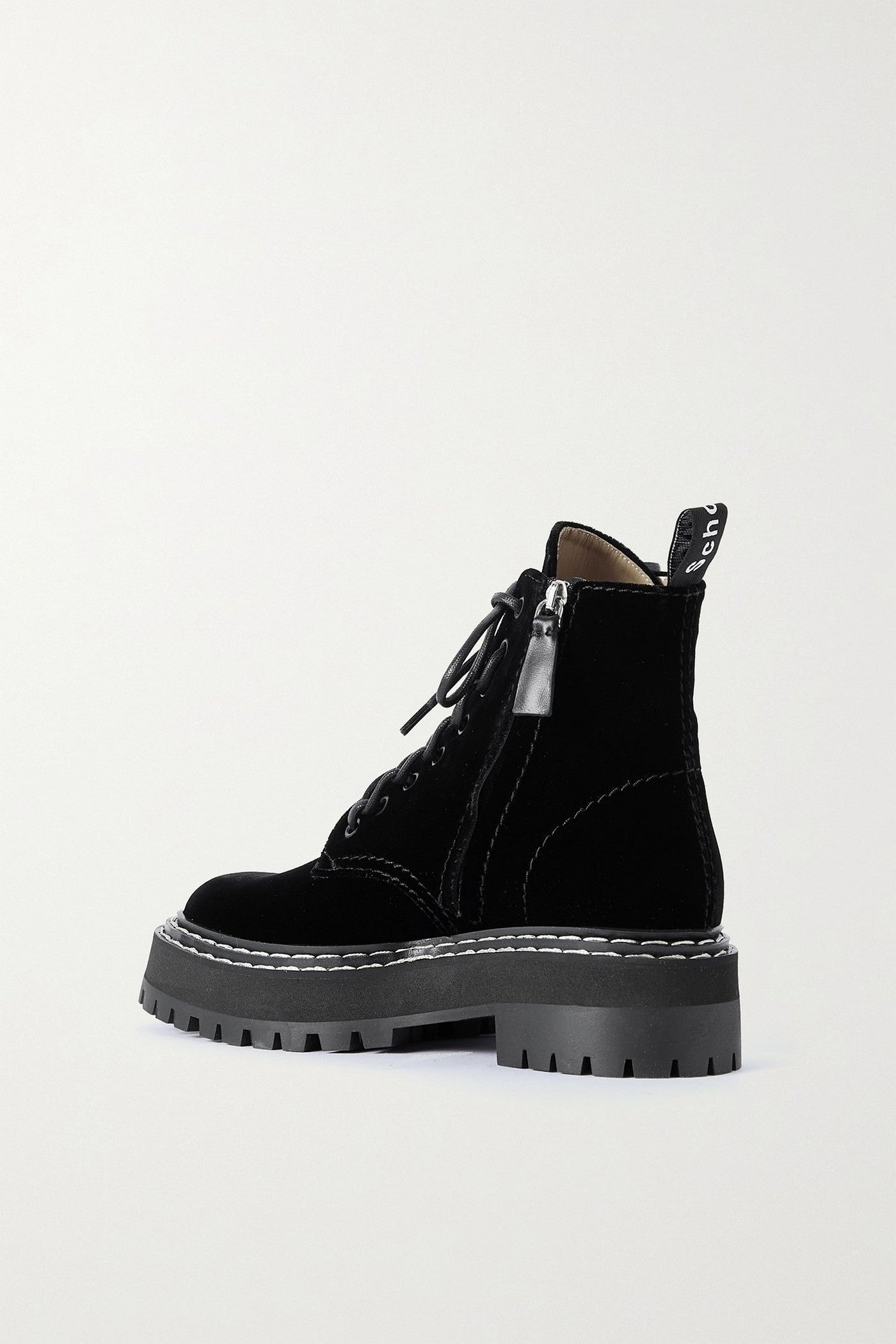 Proenza Schouler Topstitched Velvet Ankle Boots Black Women's