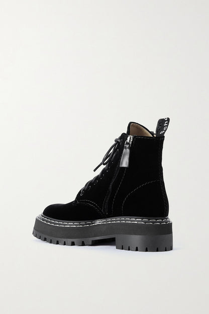 Proenza Schouler Topstitched Velvet Ankle Boots Black Women's
