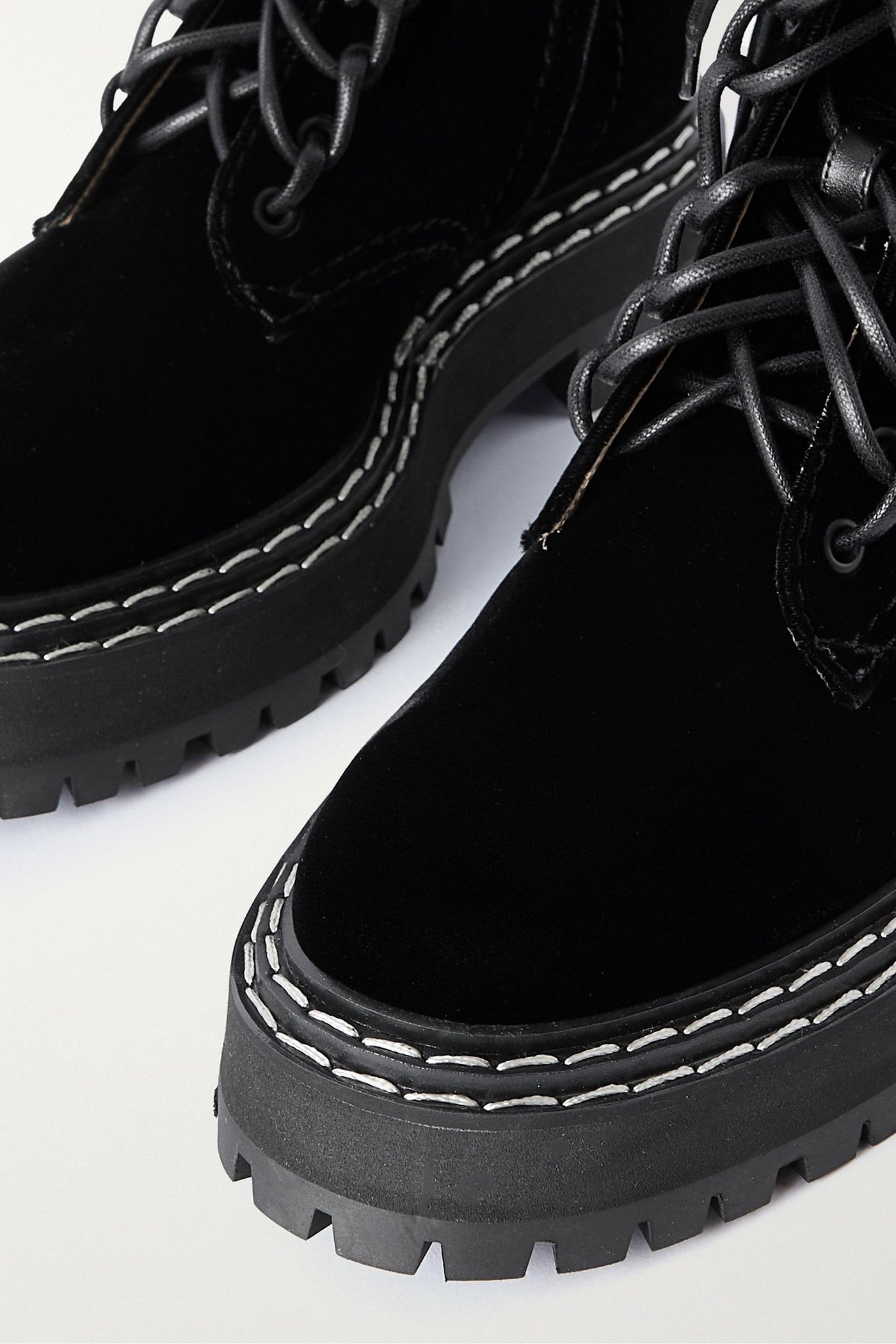 Proenza Schouler Topstitched Velvet Ankle Boots Black Women's