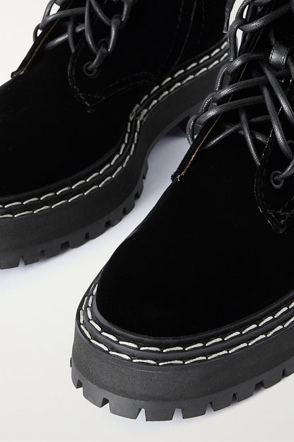 Proenza Schouler Topstitched Velvet Ankle Boots Black Women's