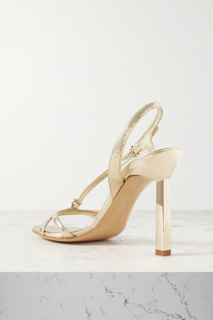 Ferragamo Metallic Leather Sandals Gold Women's