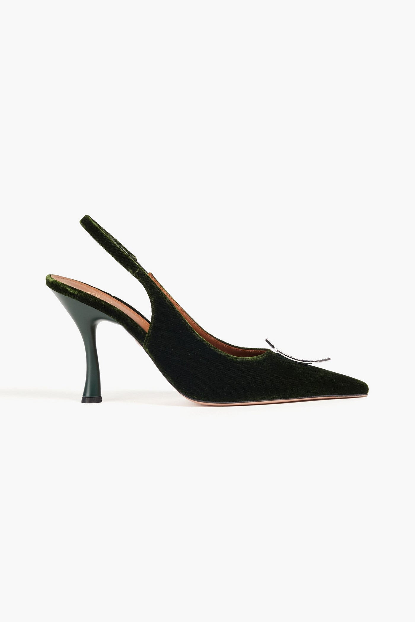 Malone Souliers Vilma Crystal-Embellished Velvet Slingback Pumps Forest Green Women's