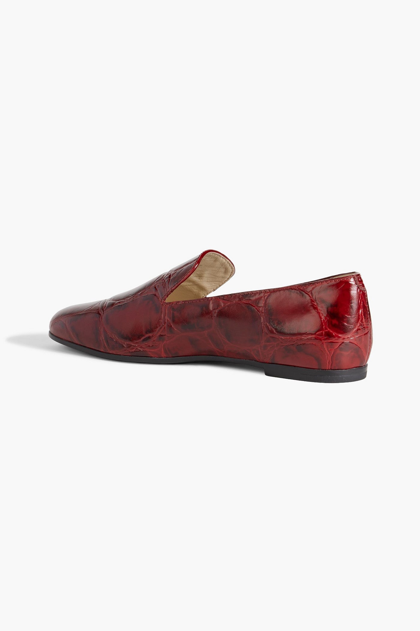Tod's Croc-Effect Leather Loafers Claret Women's